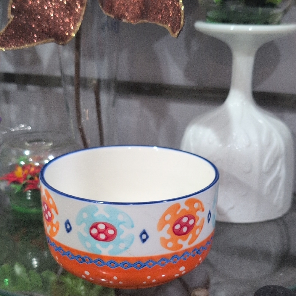 Signature Housewares 5" Round Stoneware Bowl Hand Painted